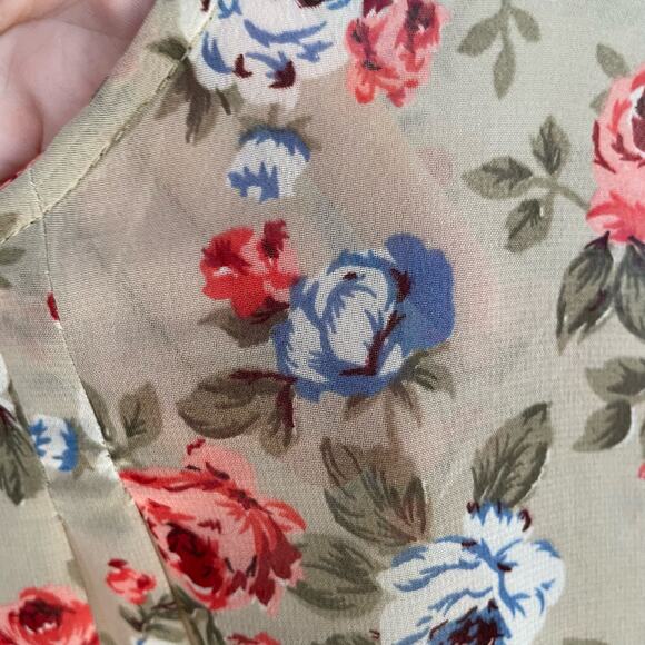 Comme Toi Floral Blouse S Sleeveless Sheer Asymmetrical Lightweight Flowy - Picture 3 of 6